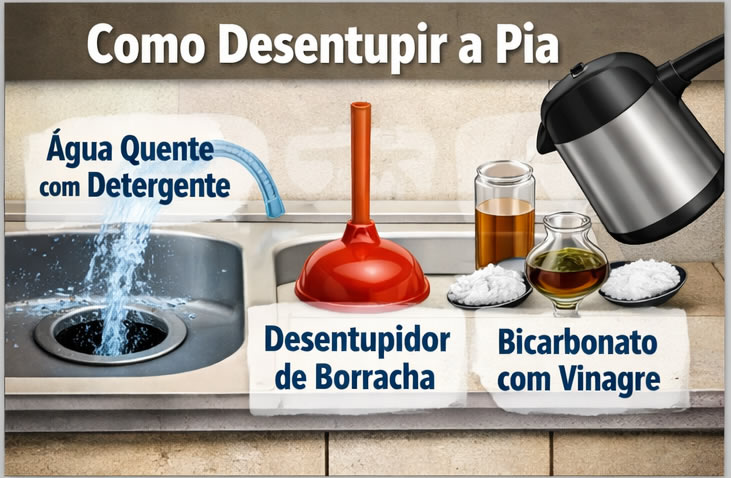 como desentupir pia