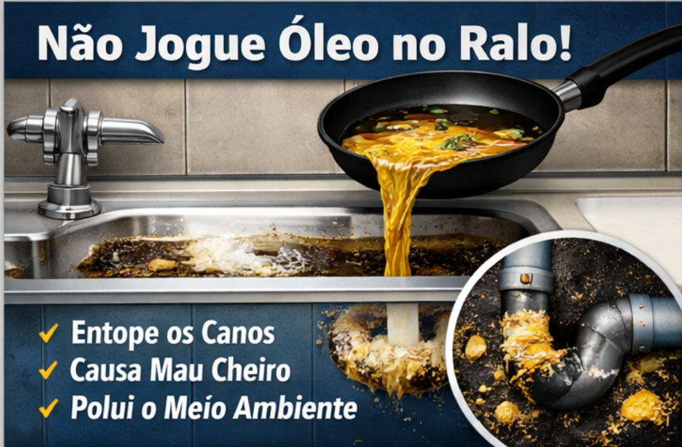 nao jogue oleo no ralo da pia